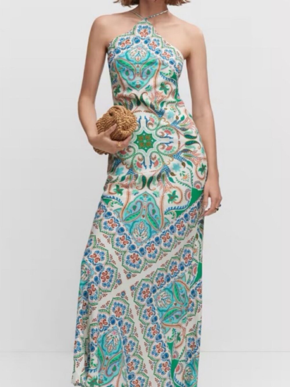 Mango Paisley Halter Maxi Dress
